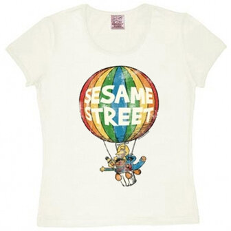 Sesamstraat Ballon Dames Wit T-shirt