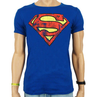 Iedereen Stralend microscopisch Superman Vintage Logo DC Comics Heren slim-fit T-shirt