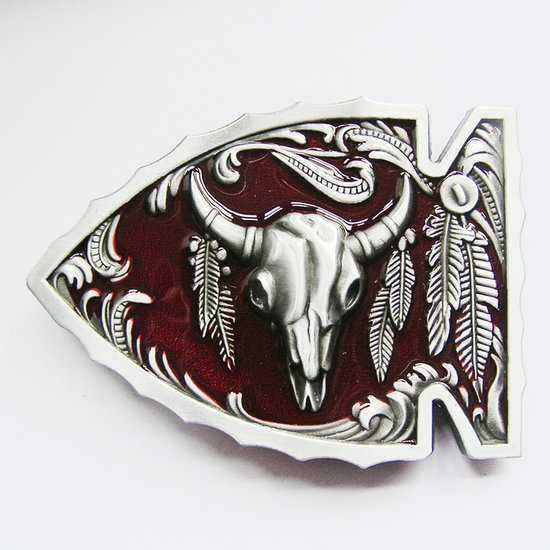 New Vintage Red Arrowhead Bull Western Riem Buckle/gesp