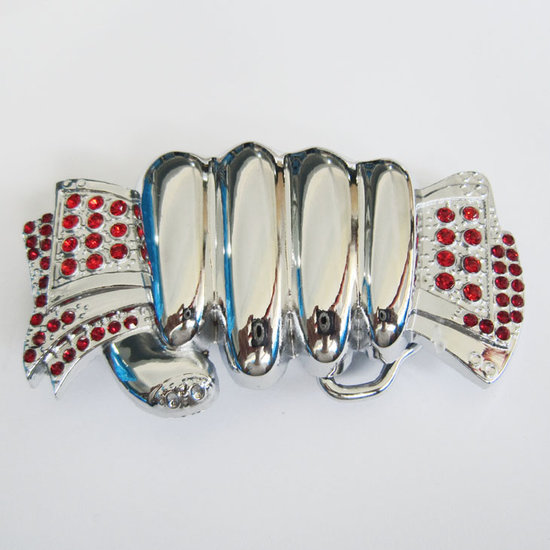 Fist Hand Full of Cash Red Rhinestones Riem Buckle/Gesp