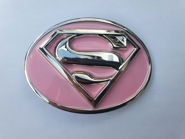 roze ge&euml;mailleerd superman buckle 