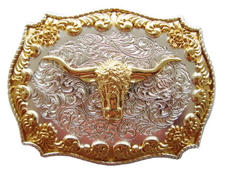 Double plated lange hoorn stier western Riem Buckle/Gesp