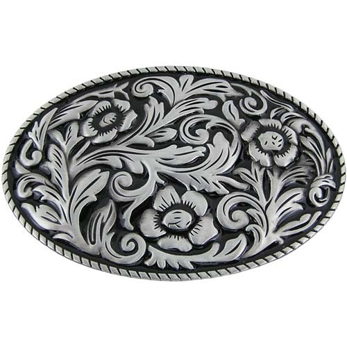 Cowgirl Flower Black Western Vintage Riem Buckle/Gesp