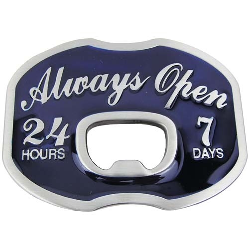 Flesopener Always Open Blauw Riem Buckle/Gesp