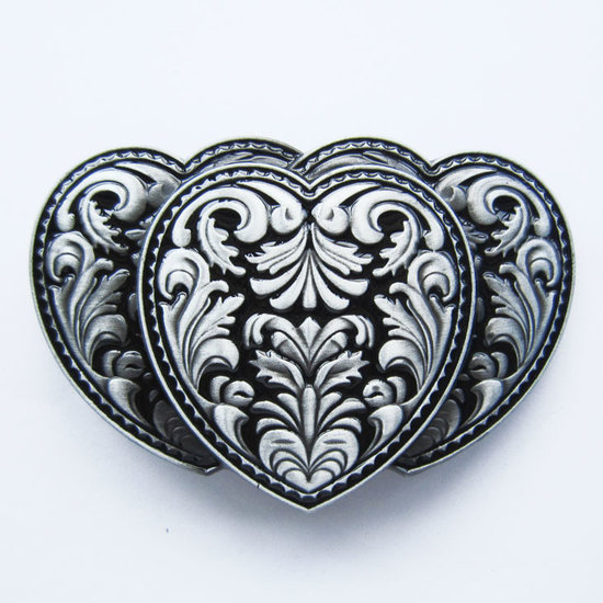 Triple Hearts Flower 3D Zwart Riem Buckle/Gesp