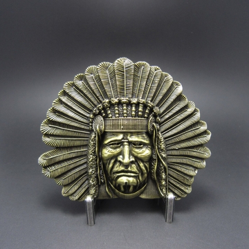 Native American Indian Chief Western Brons Riem Buckle/Gesp