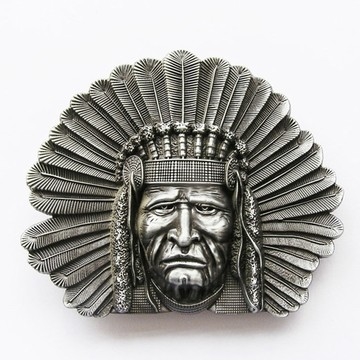 Indiaan met Verentooi Metal Western Riem Buckle/Gesp