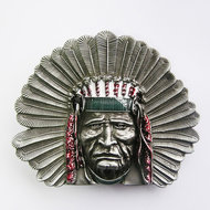 Indiaan met Verentooi Metal Western Riem Buckle/Gesp