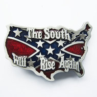 South Rise Again Cross Star Map Flag Riem Buckle/Gesp