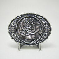 Silver Plated Western Rose Oval riem Buckle/Gesp