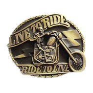 Live to Ride Skelet koperkleurig Riem Buckle/Gesp