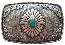 Vintage verzilverde Southwest emaille Totem rechthoekige riem buckle/gesp