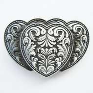 Triple Hearts Metal Flower 3D Western Riem Buckle/Gesp