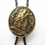 Huilende Wolf Vintage Brons Western Bolo Tie Halsketting