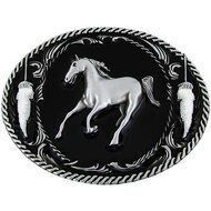 Paard in Galop Zwart Riem Buckle/Gesp